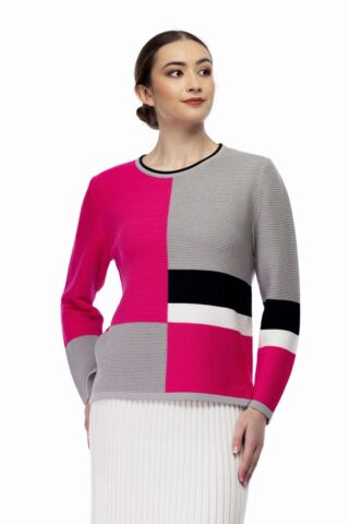 8715-CA Suéter intarsia raya retenidas