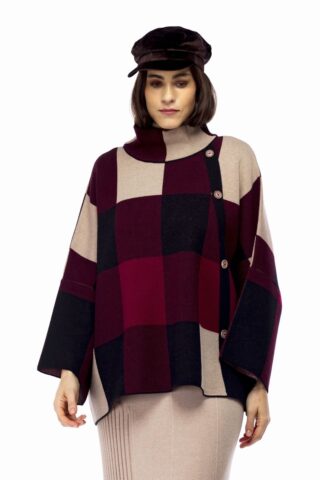 8718-PON Poncho cuadros c/desbocado