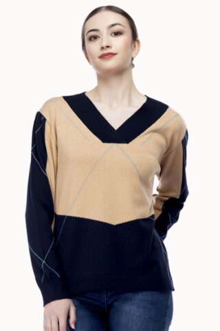 8719-PI Suéter intarsia cruz c/pico