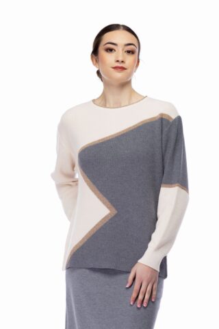 8727-BA Suéter intarsia tricolor c/bar