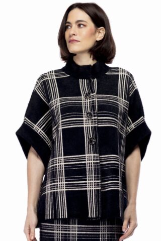 8752-PON Poncho peluche cuadros
