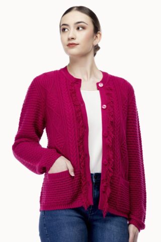 8758-CH Chaqueta rombos tira flecos